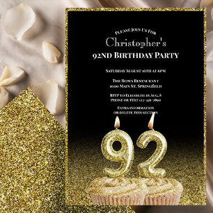 Invitación de cumpleaños número 92 para él en negr