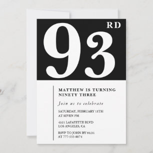 Invitación de cumpleaños número 93 elegante en bla