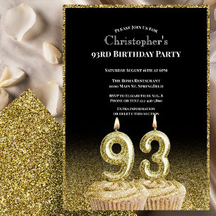 Invitación de cumpleaños número 93 para él en negr