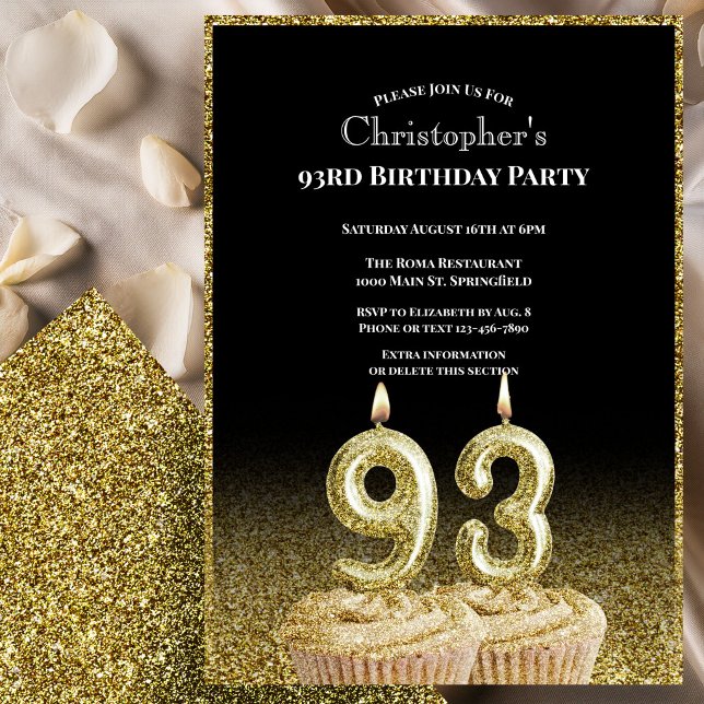 Invitación de cumpleaños número 93 para él en negr (Subido por el creador)