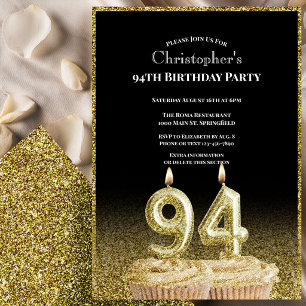 Invitación de cumpleaños número 94 para él en negr