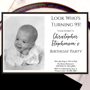 Invitación de cumpleaños número 95 con foto minima