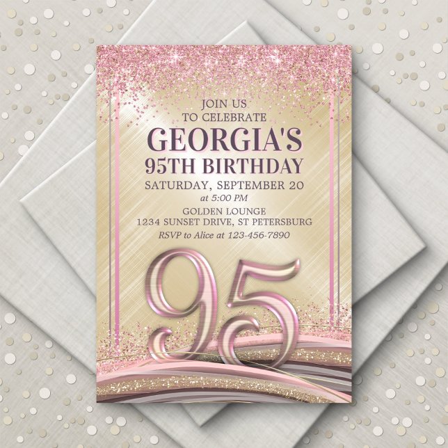 Invitación de cumpleaños número 95 de Womens Glam (Subido por el creador)