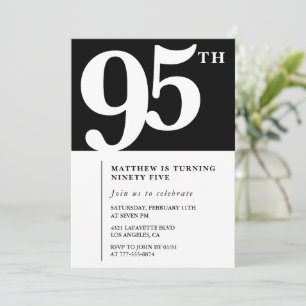 Invitación de cumpleaños número 95 negra Elegante 