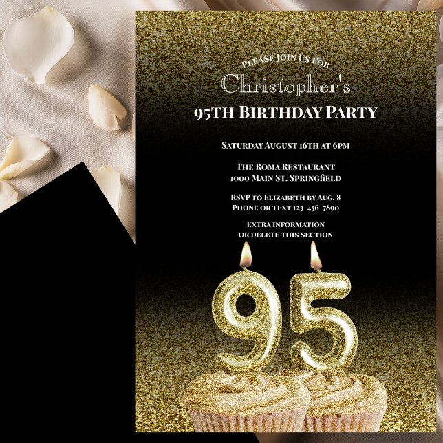 Invitación de cumpleaños número 95 para él en negr (Subido por el creador)