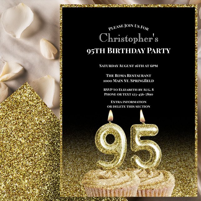 Invitación de cumpleaños número 95 para él en negr (Subido por el creador)