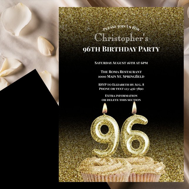 Invitación de cumpleaños número 96 para él en negr (Subido por el creador)