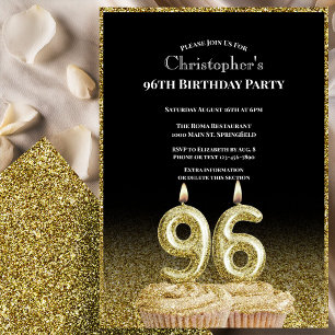 Invitación de cumpleaños número 96 para él en negr