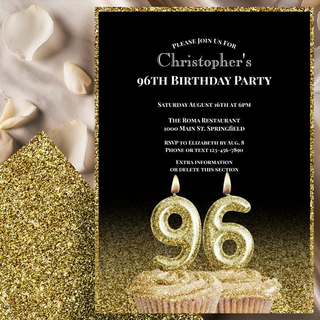 Invitación de cumpleaños número 96 para él en negr (Subido por el creador)
