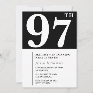 Invitación de cumpleaños número 97 elegante en bla
