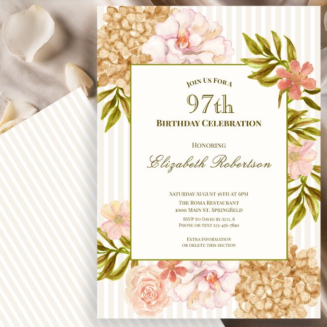 Invitación de cumpleaños número 97 Flores de Otoño (Subido por el creador)
