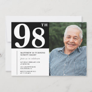 Invitación de cumpleaños número 98 de hombres en f
