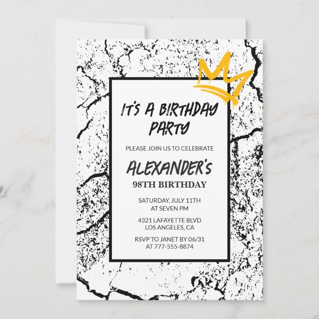 Invitación de cumpleaños número 98 Hombres Graffit (Anverso)