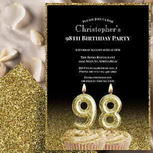 Invitación de cumpleaños número 98 para él en negr