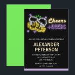 invitación de cumpleaños número 99 Cheers Beer Hom<br><div class="desc">invitación de cumpleaños número 99 Cheers Beer Hombres Neon Glow</div>