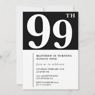 Invitación de cumpleaños número 99 elegante en bla