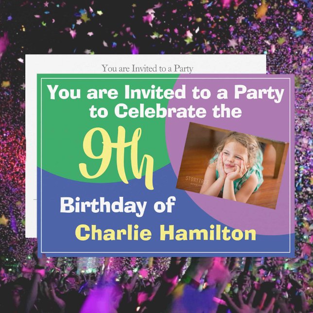 Invitación de cumpleaños número 9 con foto (Subido por el creador)