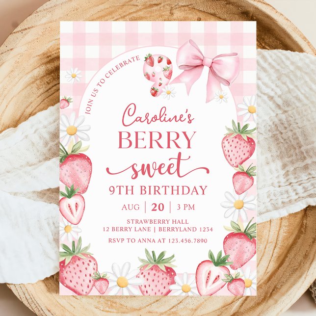 Invitación de cumpleaños número 9 con lazo coquett (Subido por el creador)