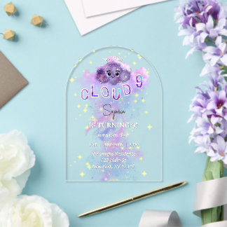 Invitación de cumpleaños número 9 de Acrylic Dream