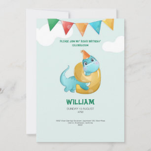 Invitación de cumpleaños número 9 de dinosaurio TR
