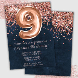 Invitación de cumpleaños número 9 de Rosa Dorado A
