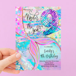 Invitación de cumpleaños número 9 de sirena bajo e
