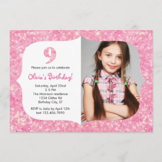 Invitación de cumpleaños número 9 del Purpurina