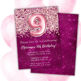 Invitación de cumpleaños número 9 femenina con bri