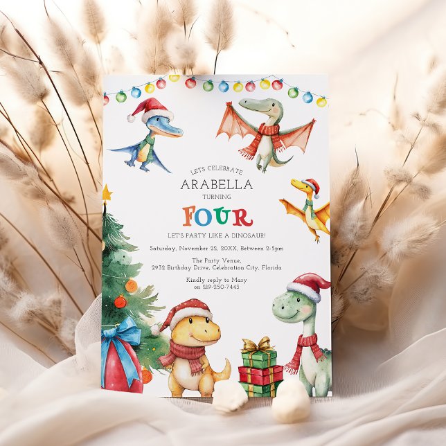 Invitación de cumpleaños número cuatro de dinosaur (Subido por el creador)