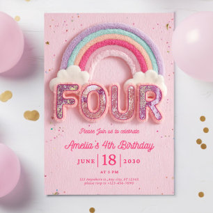 Invitación de cumpleaños número cuatro editable ar