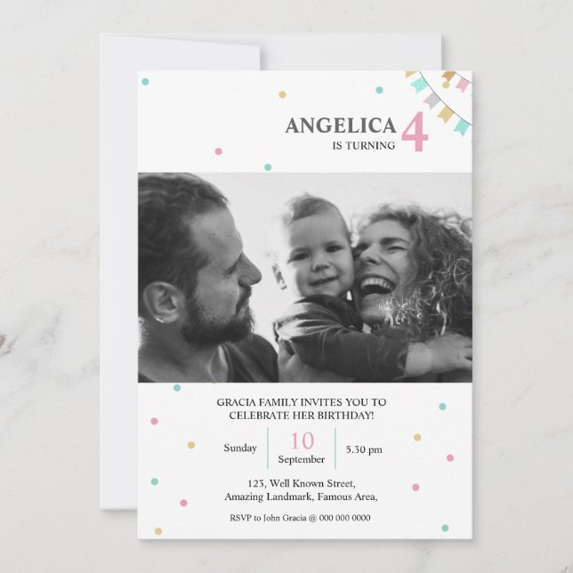 Invitación de cumpleaños | Número de año personali (Anverso)