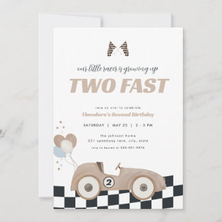 Invitación de cumpleaños número dos Beige Coche de