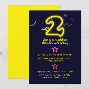 Invitación de cumpleaños número dos con letrero de