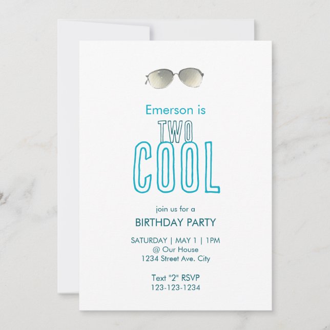 Invitación de cumpleaños número dos Cool (Anverso)