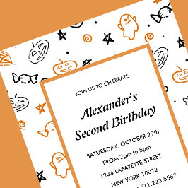 invitación de cumpleaños número dos de Halloween s