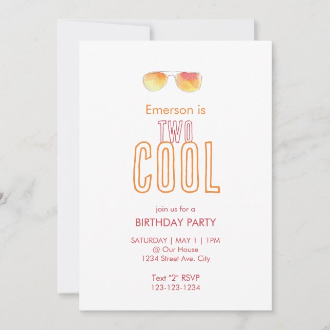 Invitación de cumpleaños número dos genial (Anverso)