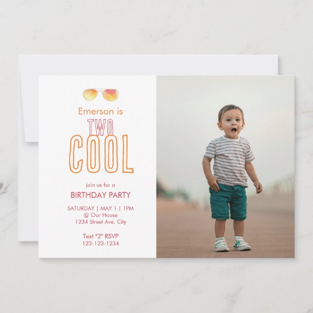 Invitación de cumpleaños número dos genial (Anverso)