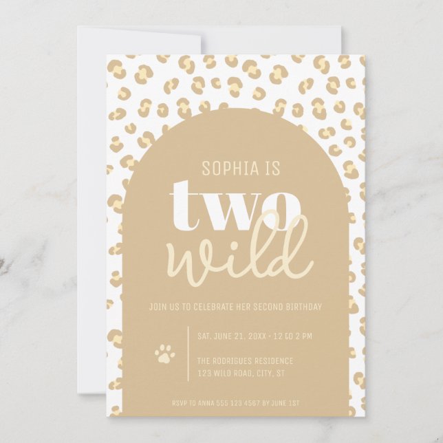 Invitación de cumpleaños número dos Girl Two Wild (Anverso)
