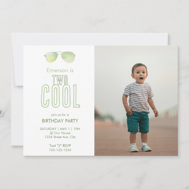 Invitación de cumpleaños número dos Two Cool (Anverso)