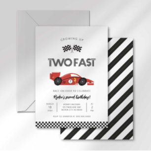 Invitación de cumpleaños número dos 'Two Fast'