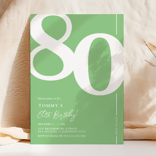 Invitación de cumpleaños número ochenta en verde