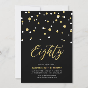 Invitación de cumpleaños número ochenta simple neg
