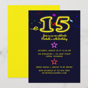 Invitación de cumpleaños número quince con letrero