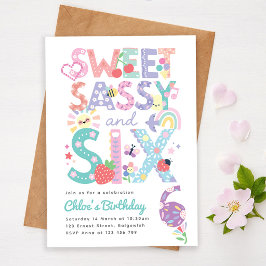 Invitación de Cumpleaños Número Seis Niña, Dulce S