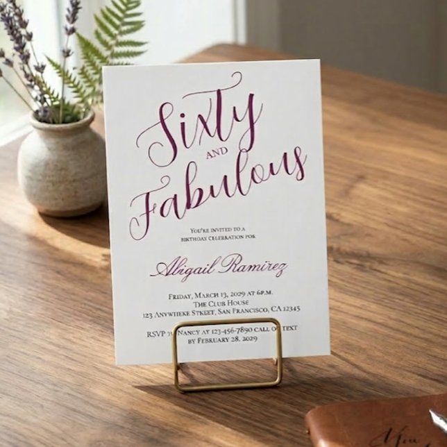 Invitación de cumpleaños número sesenta en blanco  (Subido por el creador)