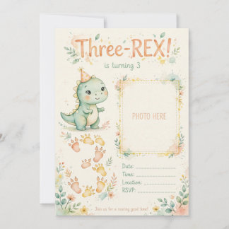 Invitación de cumpleaños número tres con foto de d