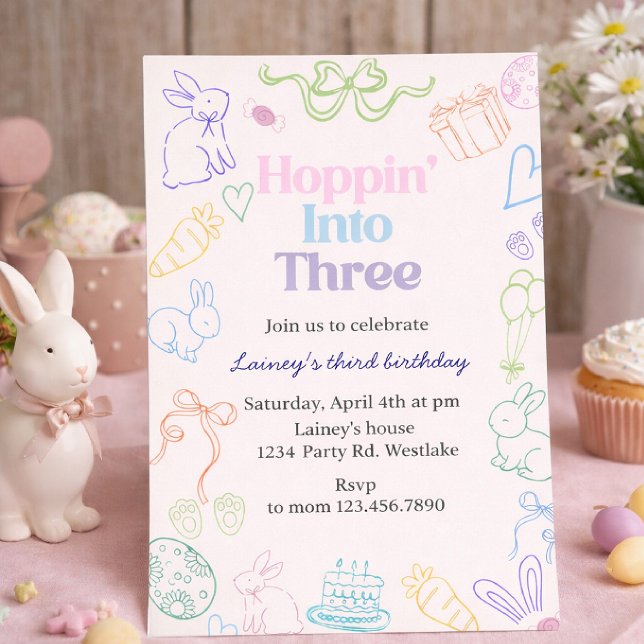 Invitación de cumpleaños número tres - Conejo 3º (Subido por el creador)