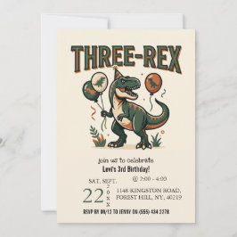 Invitación de cumpleaños número tres de dinosaurio