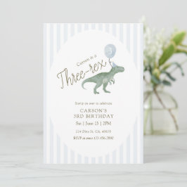 Invitación de cumpleaños número tres de Rex Dinosa