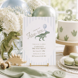 Invitación de cumpleaños número tres de Rex Dinosa